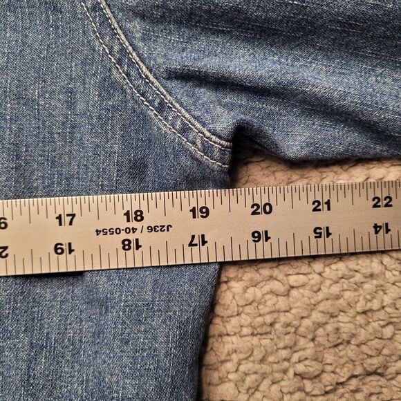 VTG Express Jacket Womens Medium Blue Denim Jean Zip Collared 90s Short Collared - Picture 9 of 10